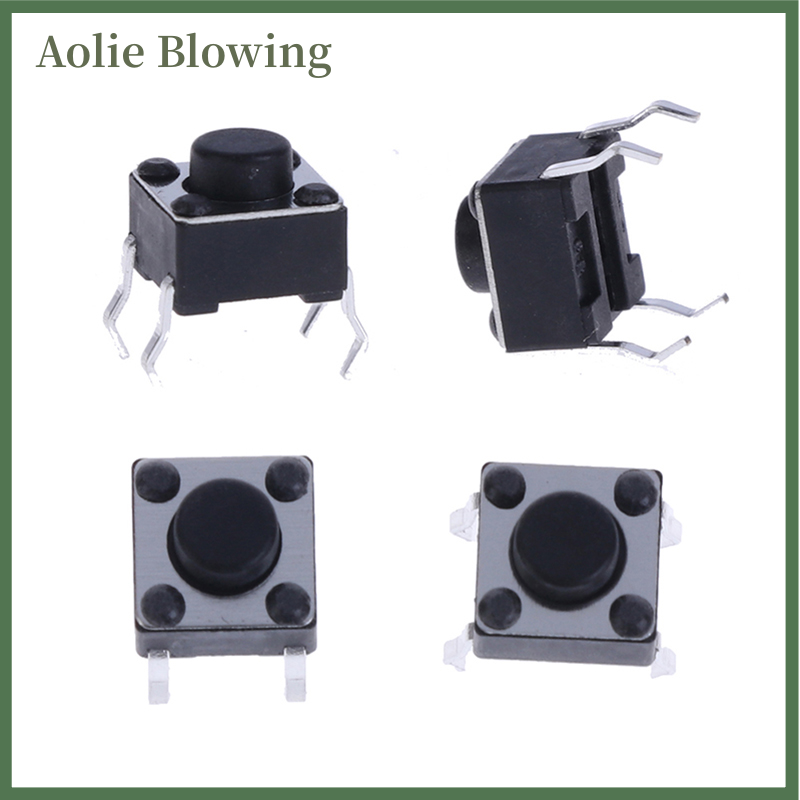Aolie 20 chiếc công tắc bấm dạng đẩy xúc giác tạm thời siêu nhỏ 6x6x5mm 4 chân tắt