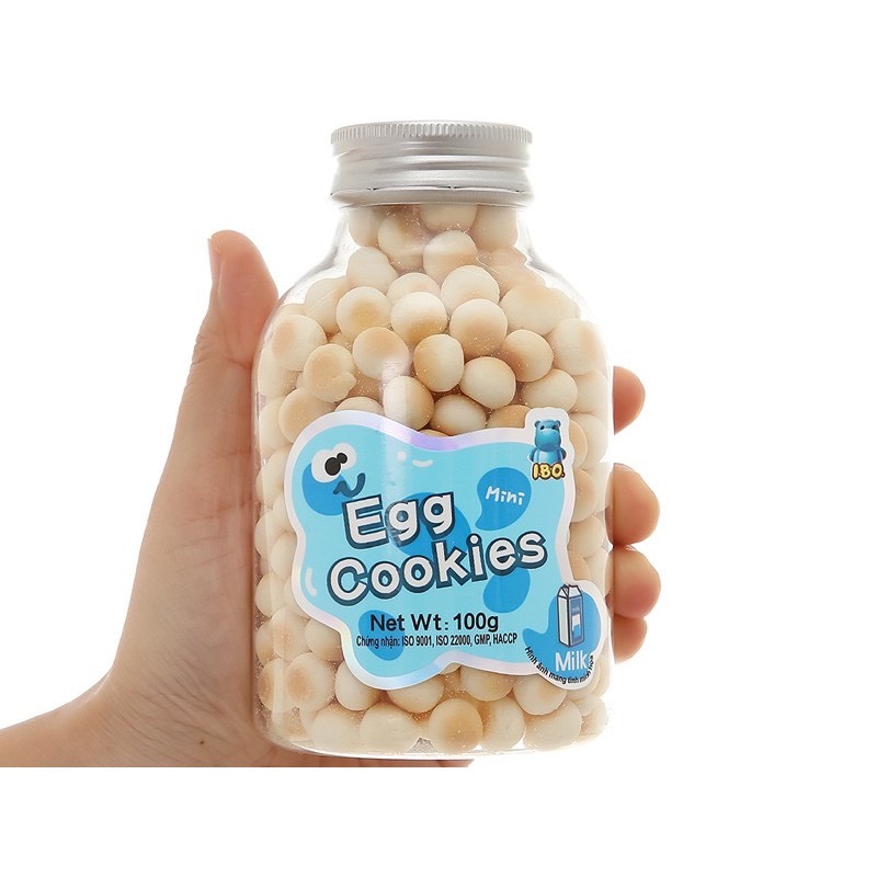 Bánh men bi trứng mini I.B.O 100g (dạng hũ có nắp đậy - date 02/2023)