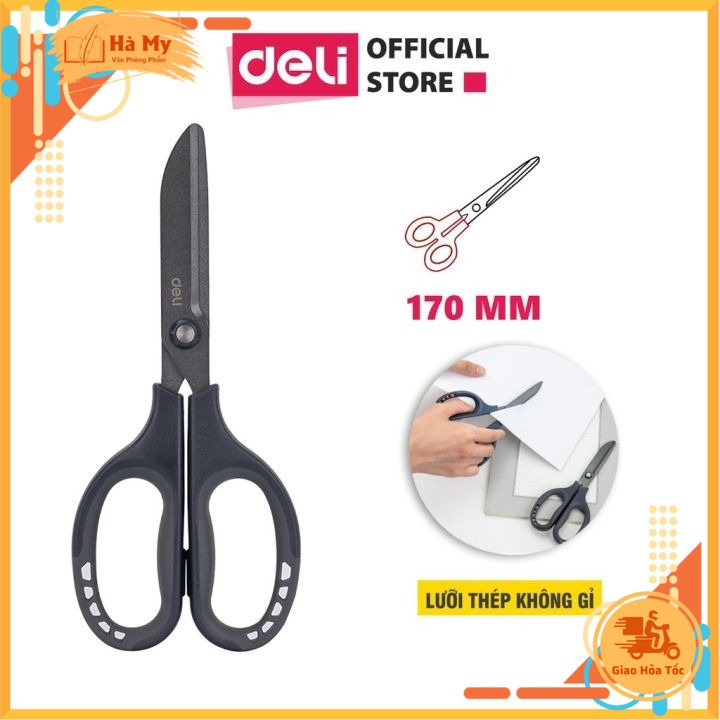 (1 Cây) Kéo văn phòng cao cấp 170mm Deli 77753