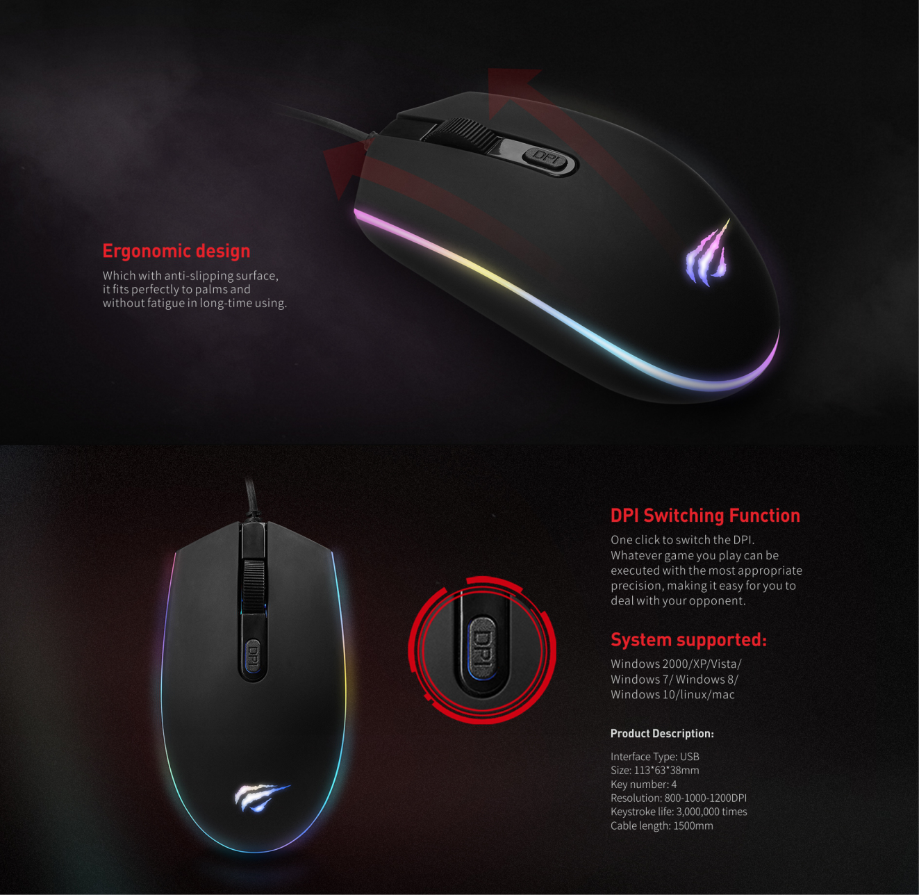Chuột Gaming Havit MS1003 Đèn RGB - Bảo Hành 12 Tháng