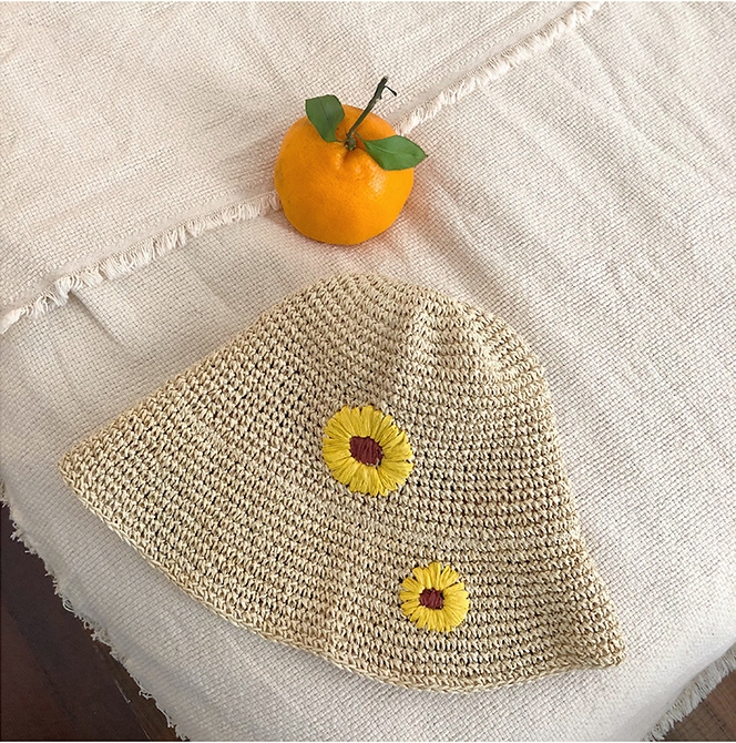 Mũ Bucket cói mềm thuê hoa cúc Daisy