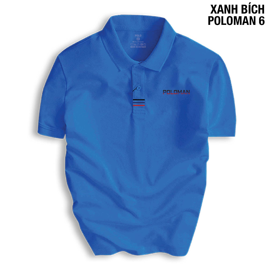Áo thun POLOMAN 6 nam cổ bẻ BASIC CVC vải cá sấu co dãn thanh lịch.