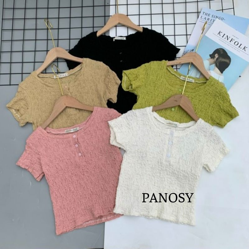 Áo thun nữ kiểu đẹp ôm body Hàn Quốc dáng croptop thời trang cổ tròn chất liệu vải xốp thoáng mát PANOSY - A601