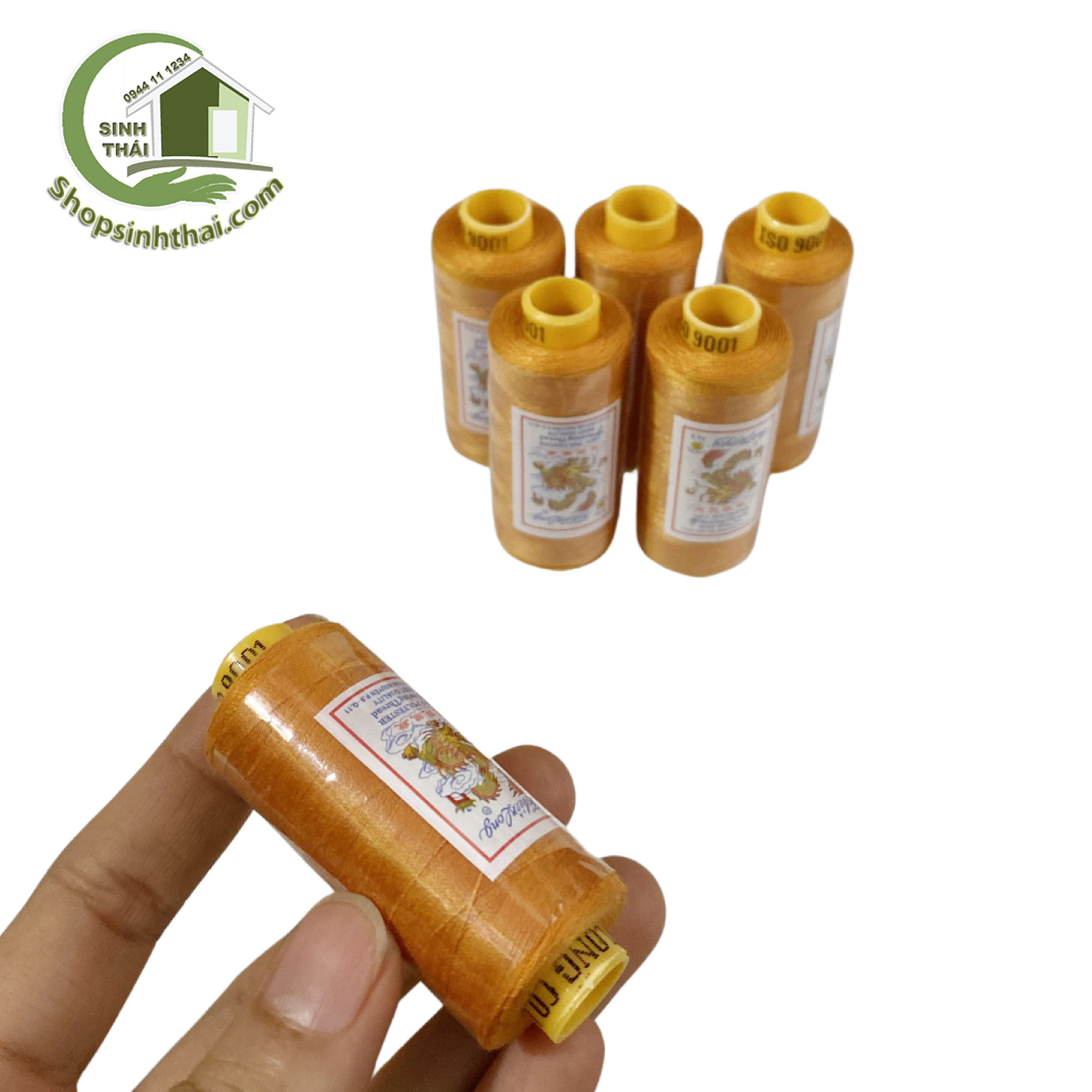 Cuộn chỉ may nhỏ màu vàng cam