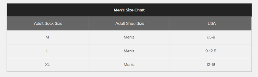 new balance sock size chart