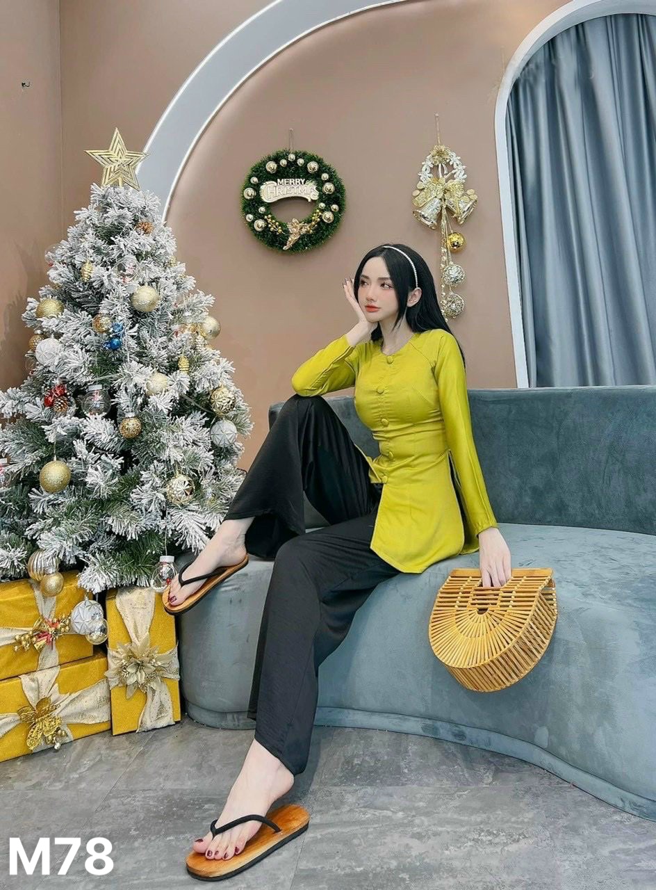 Bộ bà ba áo tay dài quần lụa chất liệu tuyết nhung M78