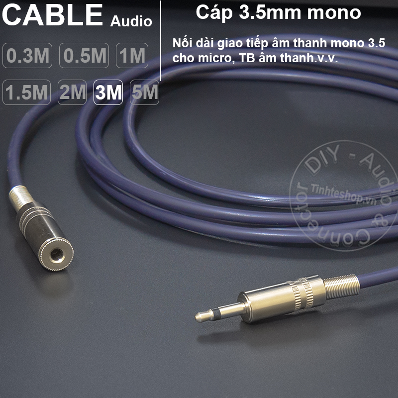 3.5mm mono male to 3.5mm female cable DIY 0.3M to 5M