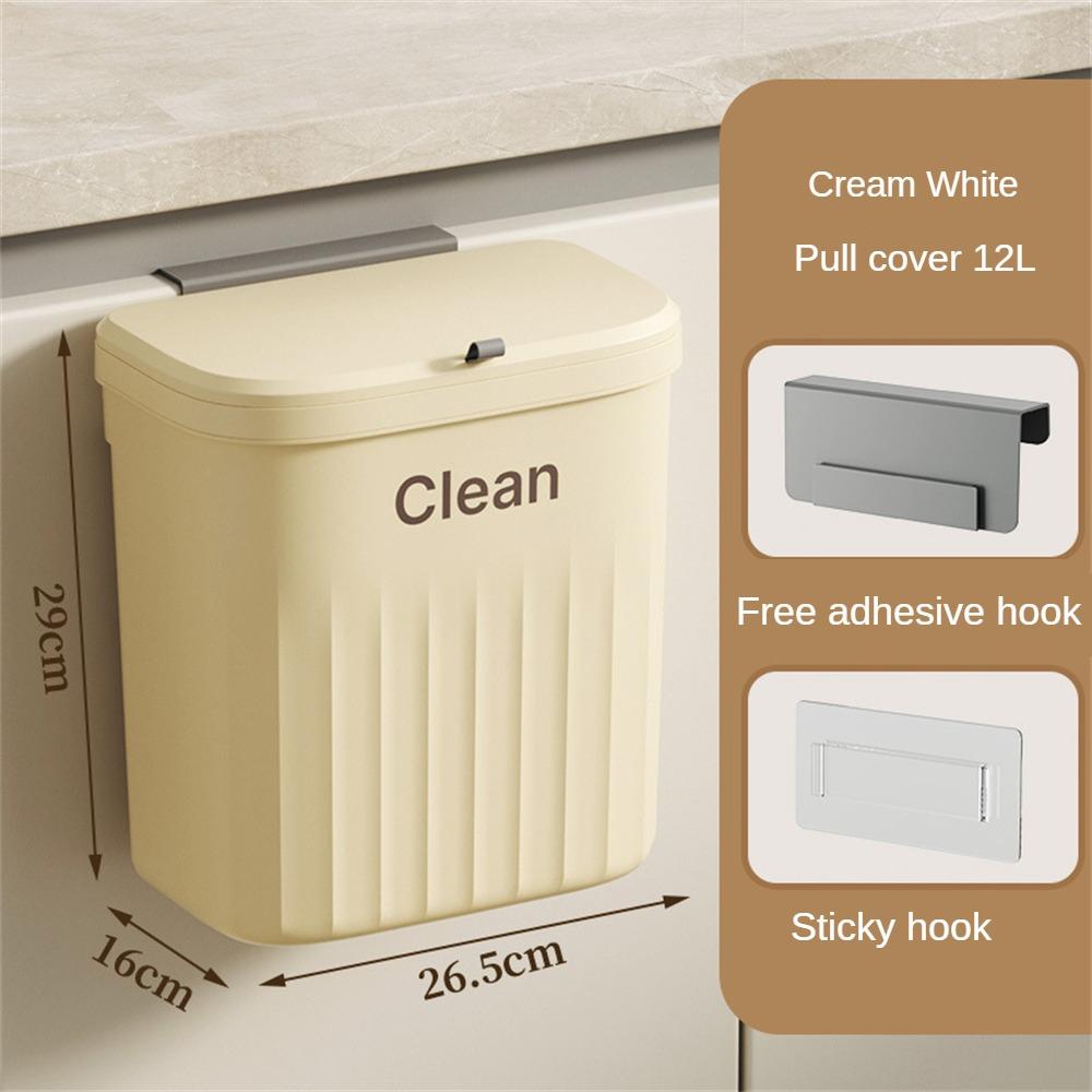 Household Plastic Flip-top Wall-mounted Trash Can Kitchen Bathroom Trash Can