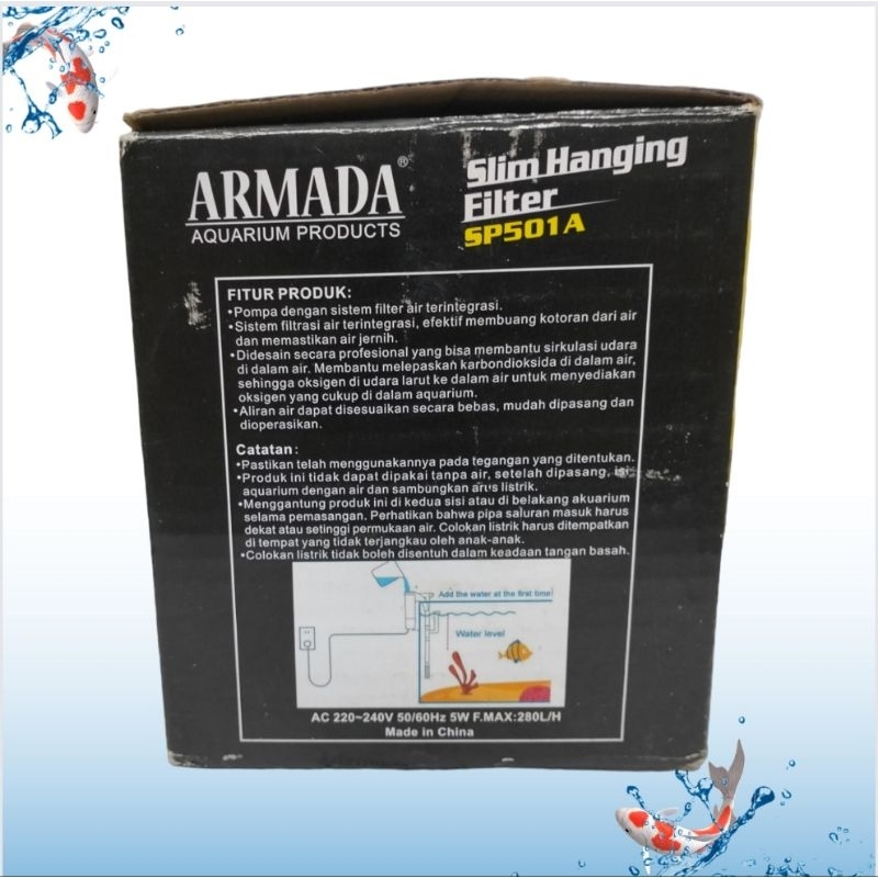 Pompa aquarium aquascape ARMADA SLIM HANGING FILTER SP 501A