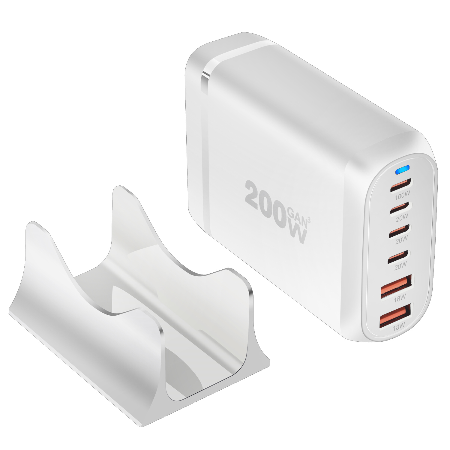 New 200W GaN Desktop charger 6-port USB Type C PD Charger Fast Charge 3.0 Fast Charger Mobile USB charger. 