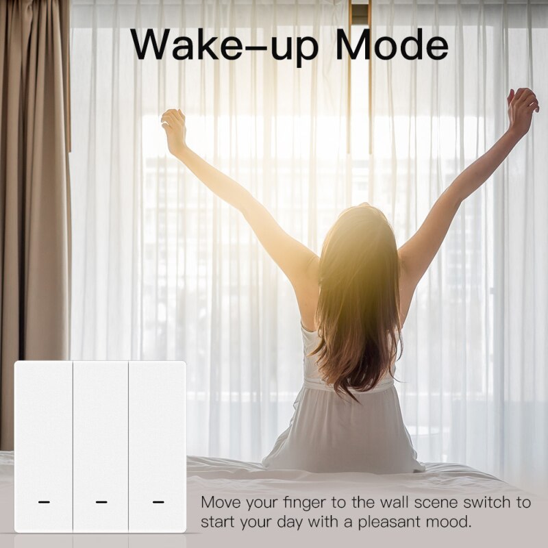 Tuya Zigbee Smart Switch 1/2/3 Gang Wireless Wall Push Button Scene Switch Battery Powered Smart Home Smart Life Remote Control