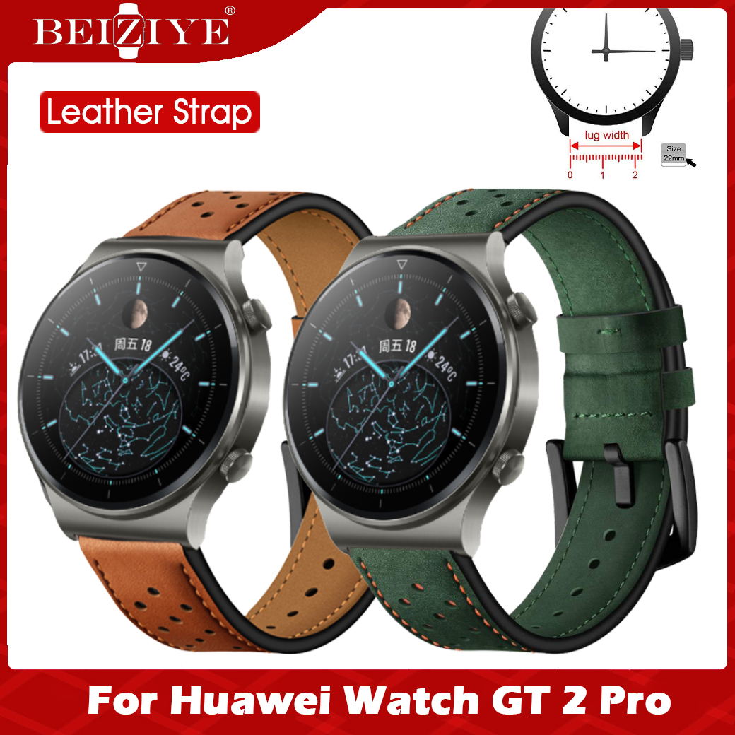 Watch Band 22mm Leather Strap For Huawei Watch GT 2 Pro Smart Watch