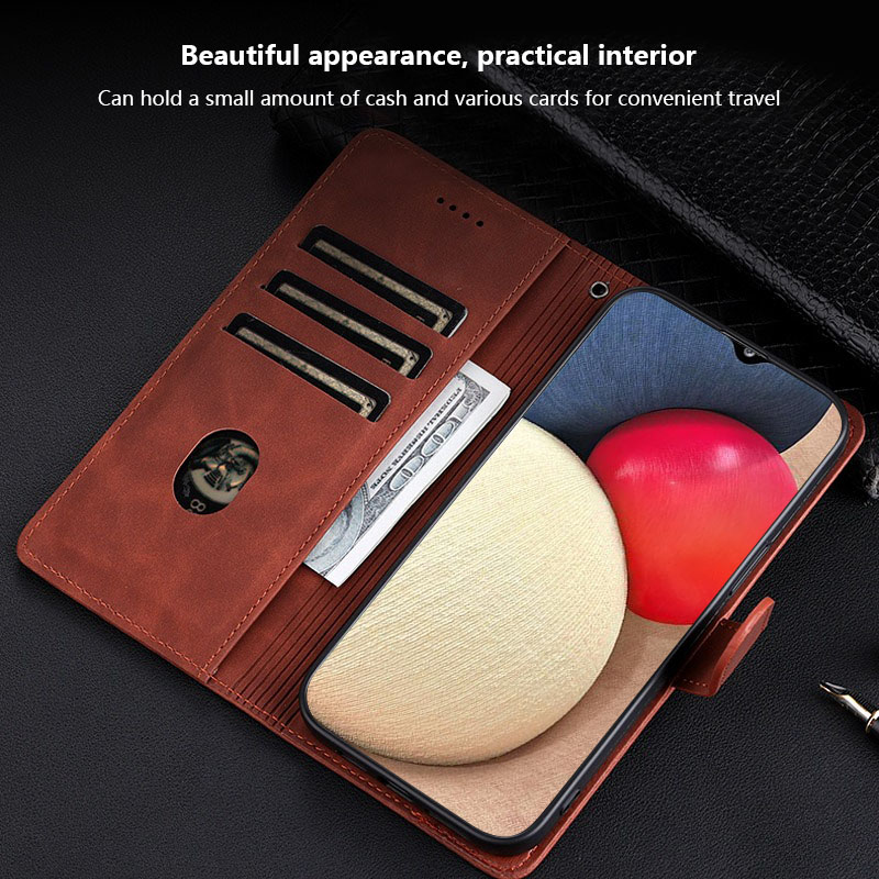 Biruiqu For Samsung Galaxy M02s New Business Minimalist Flip Style Leather Anti Fall Protective Back Cover. 