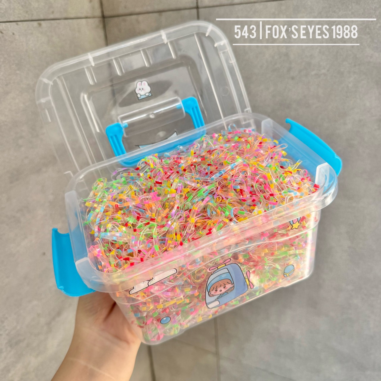 Hộp nắp gài có quai sticker 150g dây thun cột tóc thái co giãn không đứt dùng 1 lần đủ size phụ kiện tóc phổ biến