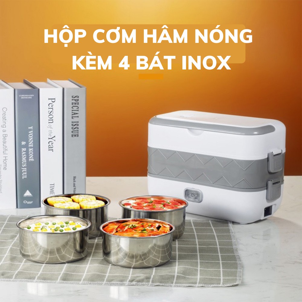 [ Loại Xịn ] Hộp Cơm Cắm Điện Của Nhật, Hộp Cơm Giữ Nhiệt Tốt, Camen Cắm Điện 2 Tầng 4 Ngăn Inox Bucook, Cặp Lồng Ủ Cơm Hâm Nóng Thức Ăn Văn Phòng Giá Rẻ, Chất Lượng Bền, Có Chốt Khóa An Toàn Cùng Nắp Đậy Riêng Biệt.