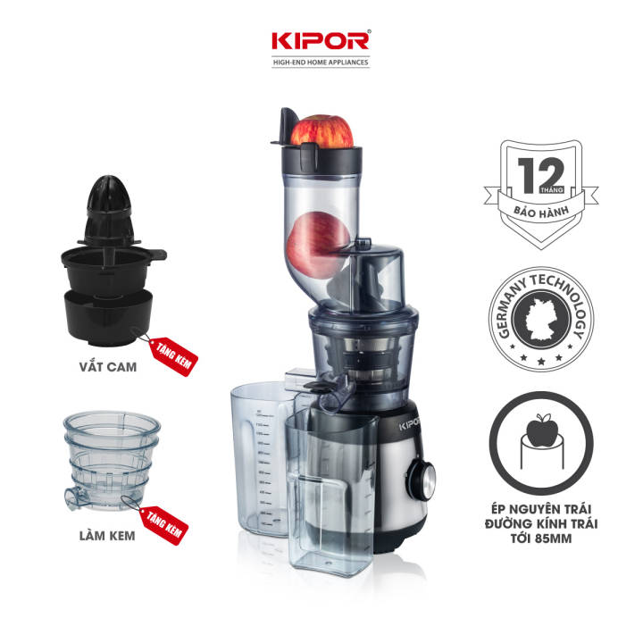 Máy ép chậm 3 trong 1 KIPOR KP-SJ585 – Máy ép trái cây – ép hoa quả nguyên trái – miệng ép lớn – ép đa năng, vắt cam, làm kem – Bảo hành tại nhà 12…