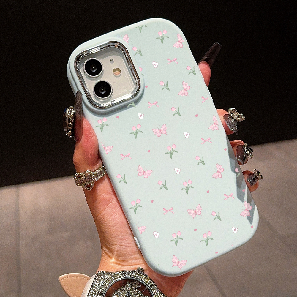 Hontinga for Xiaomi Poco X3 NFC Poco X3 Pro Back Cover Luxury Silver Edge Lens Mobile Cover Full screen Flowers Butterflies Pattern Soft Silicone Phone Case. 