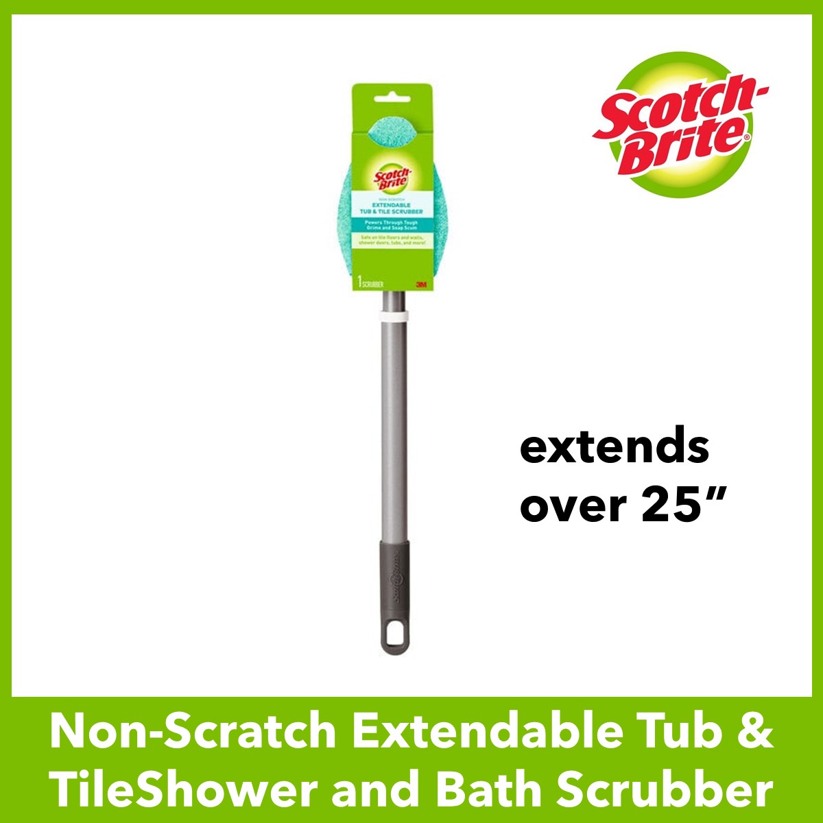 3M ScotchBrite Shower and Bath Scrubber/ NonScratch Extendable Tub
