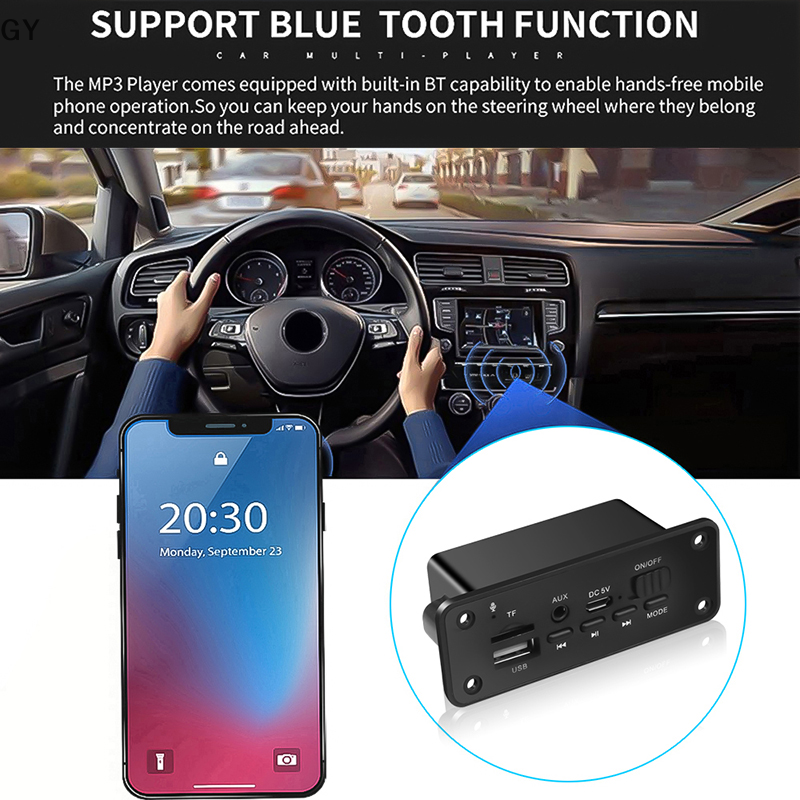 GY Bluetooth 5.0 MP3 Player 2*3W Decoder Board Speaker Car FM Radio Module