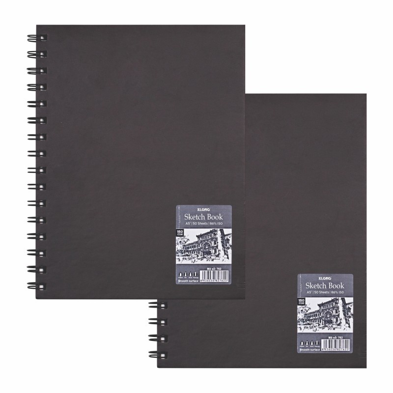 Sổ vẽ lò xo giấy dày phác thảo A5 giấy trơn 50 tờ 150gsm MS 762, tập Sketch Book luyện vẽ màu nước