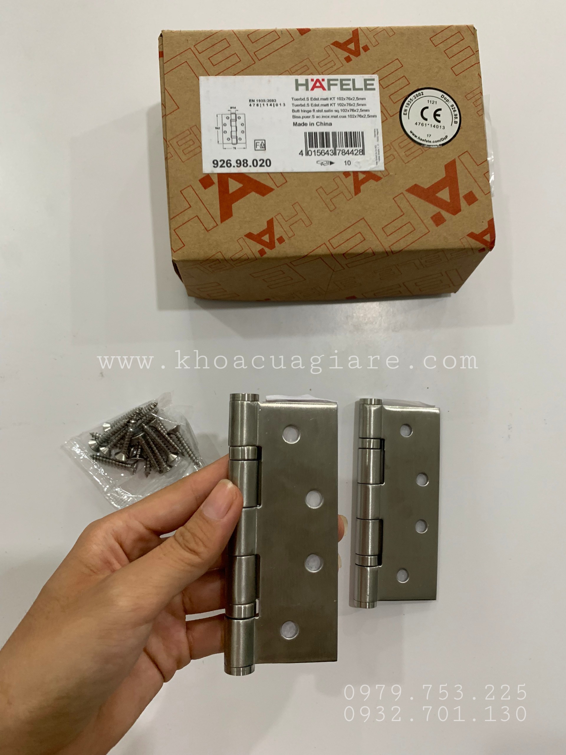 Bản lề chống cháy HAFELE 926.98.020