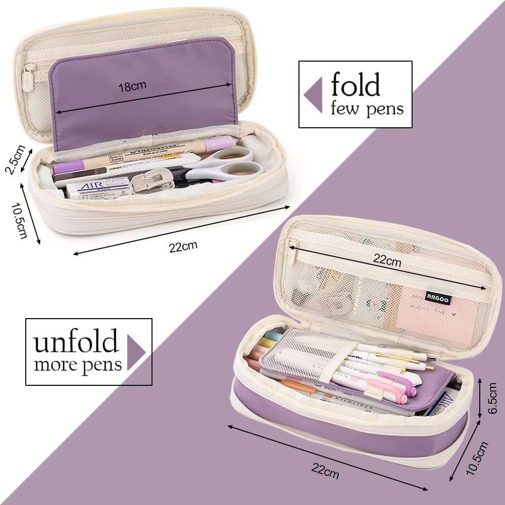 【Bestselling Product】 Large Capacity Double Layer Canvas Pencil Case for Students Box Office Student Pen Bag Stationery Back to School Supplies.