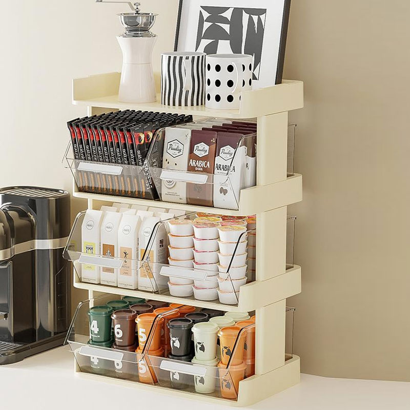 Tea bag storage box wall-mounted snack tea capsule coffee bar organizer cup cup holder multi-functional storage rack