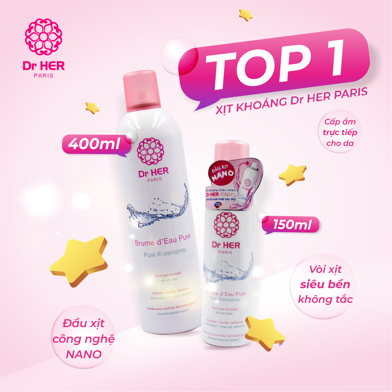 Xịt khoáng Pháp Dr HER_400ML