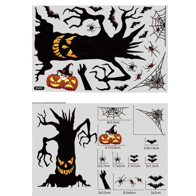 Horrible Halloween Stickers Wall Window Door Decal Stickers Party Decoration Haunted House Prop