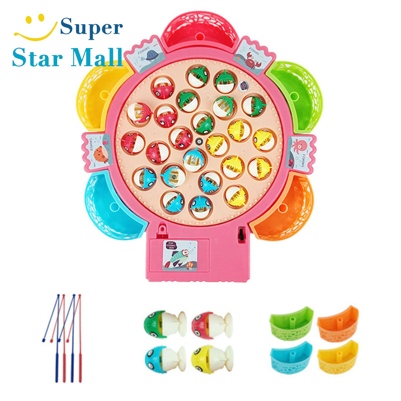 Magnetic Fishing Game Toy Rotating Fish Board Game With Music Fine Motor  Skill Training Birthday Gifts For Boys Girls