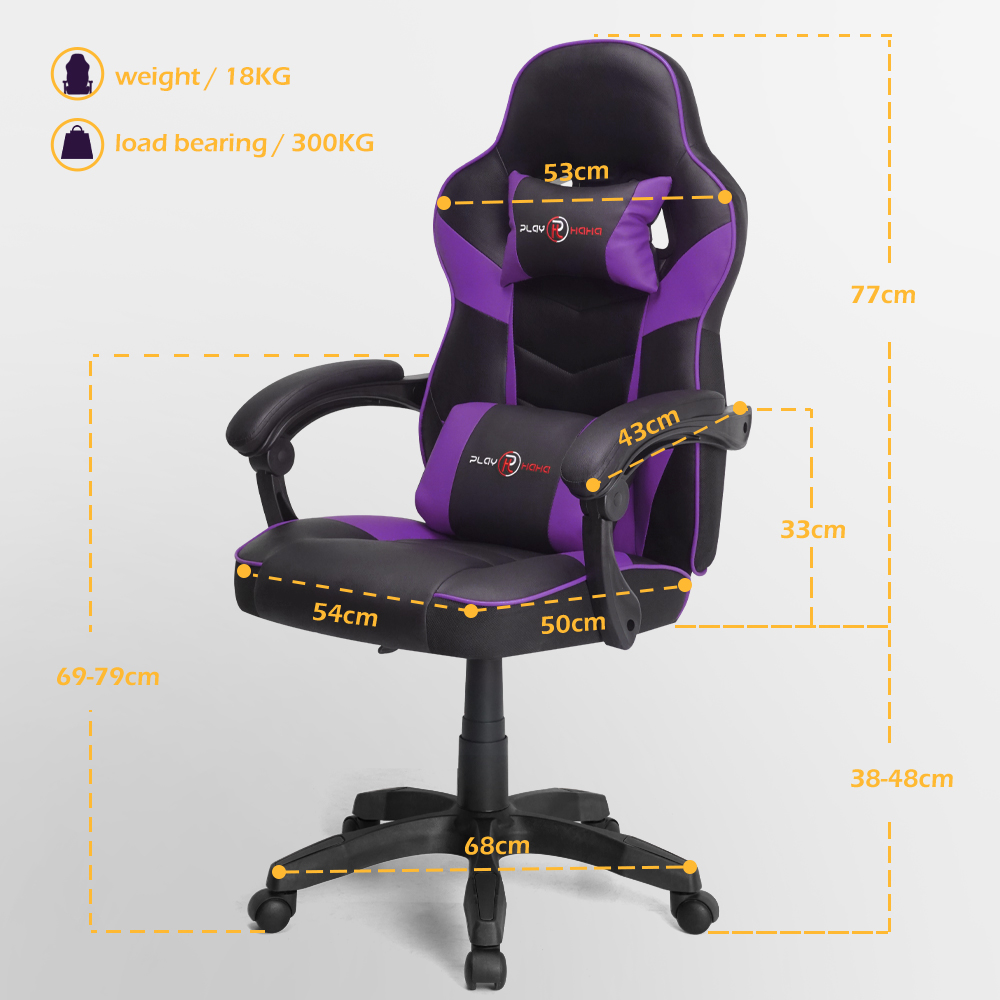 Purple Play Haha Gaming Chair PLAY Racing Gaming Chair Office Desk