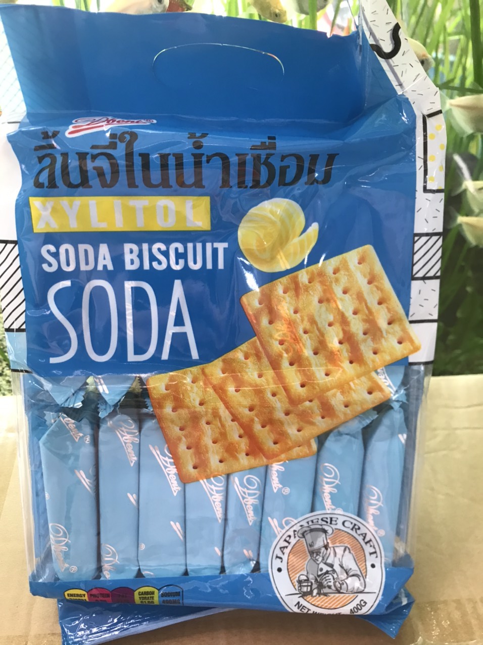 Bánh Quy Ăn Kiêng Dbent Soda Biscuit Vị Xylitol Gói 400g - xanh