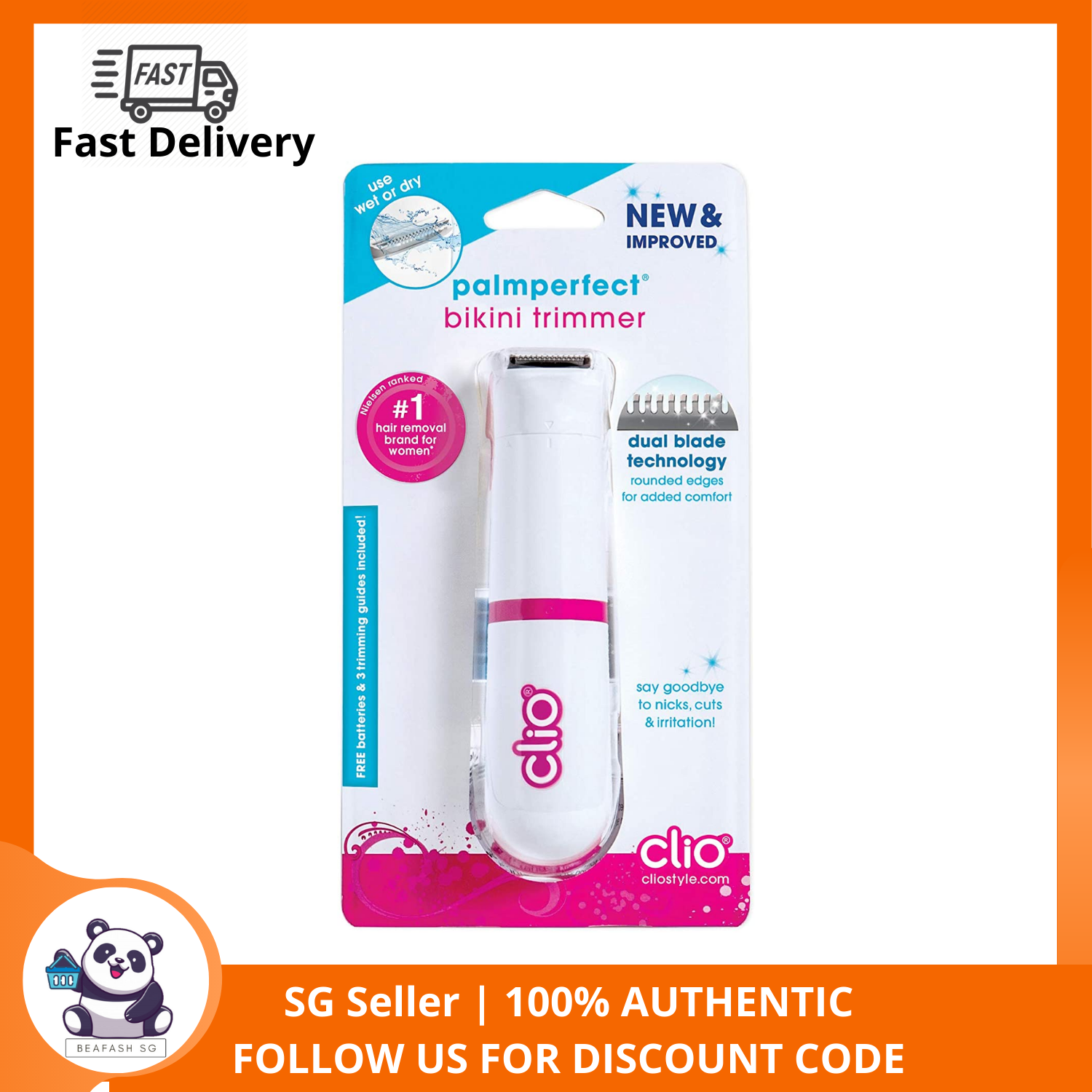 Clio Palmperfect Bikini Trimmer, Dual Blades, Hair Remove for Any Part