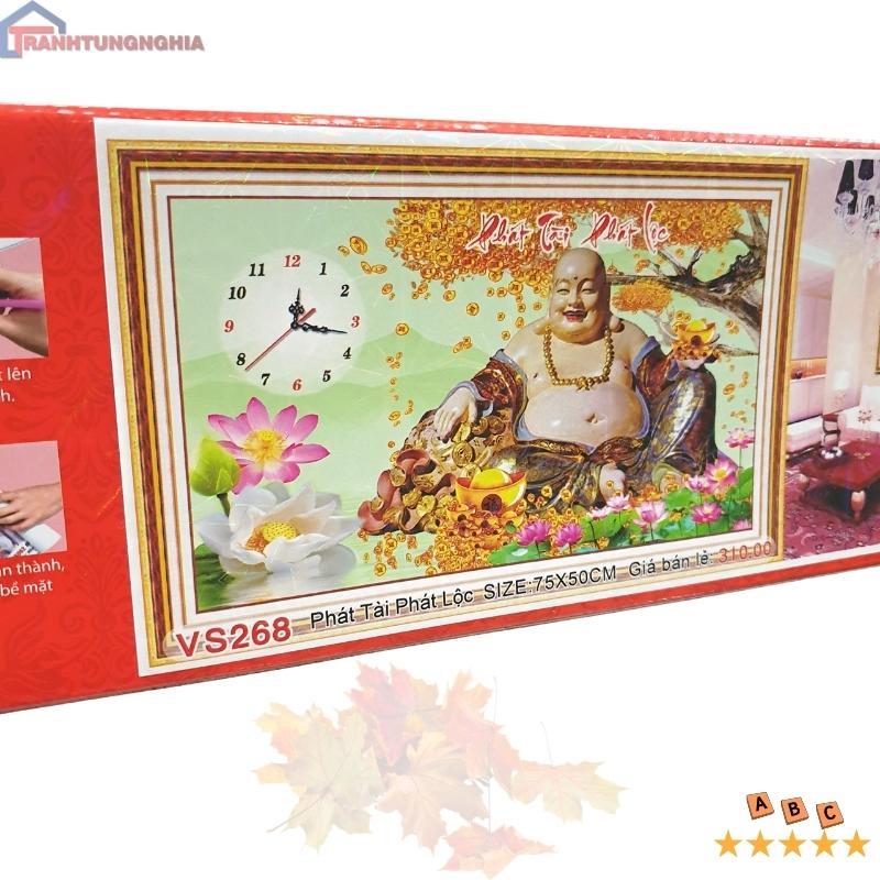 Tranh đính đá phật di lạc 75cm x 50cm