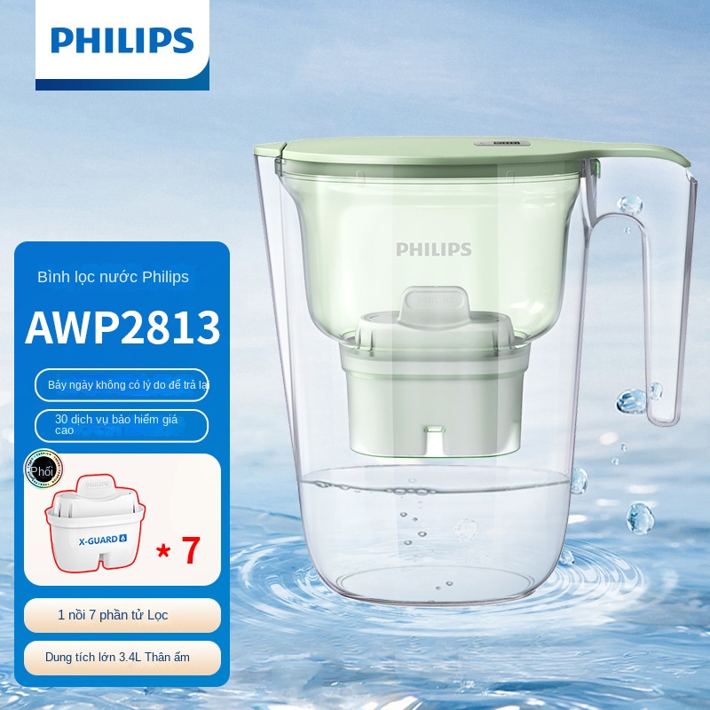 Bình lọc nước Philips Bình lọc nước gia đình Bình lọc nước nhà bếp Bình lọc nước máy Máy lọc nước uống trực tiếp 3.4L hàng chính hãng