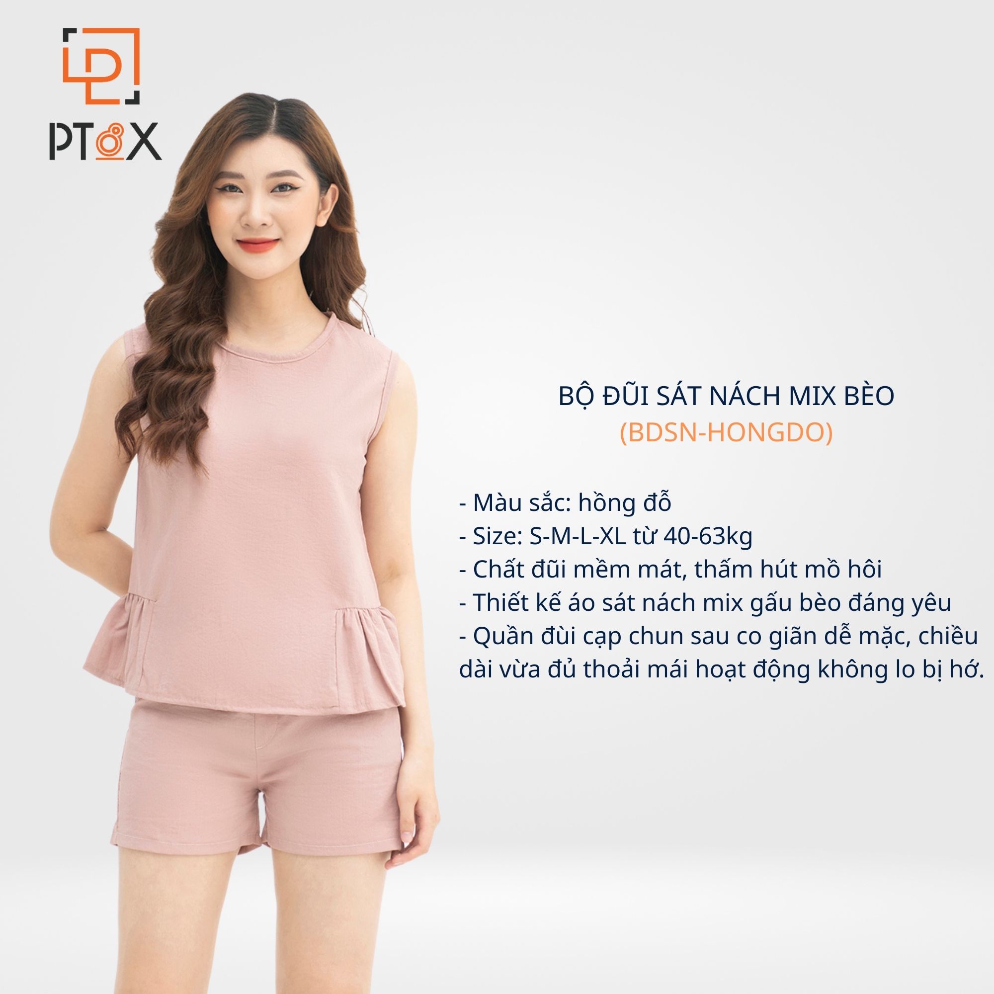 Bộ đồ mặc nhà chất đũi sát nách mix bèo dễ thương PT8X