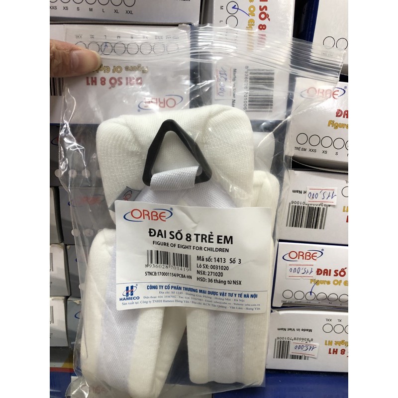 Đai số 8 trẻ em orbe, đai xương đòn bả vai trẻ em Orbe các số, đai xương đòn size nhỏ cho bé Orbe