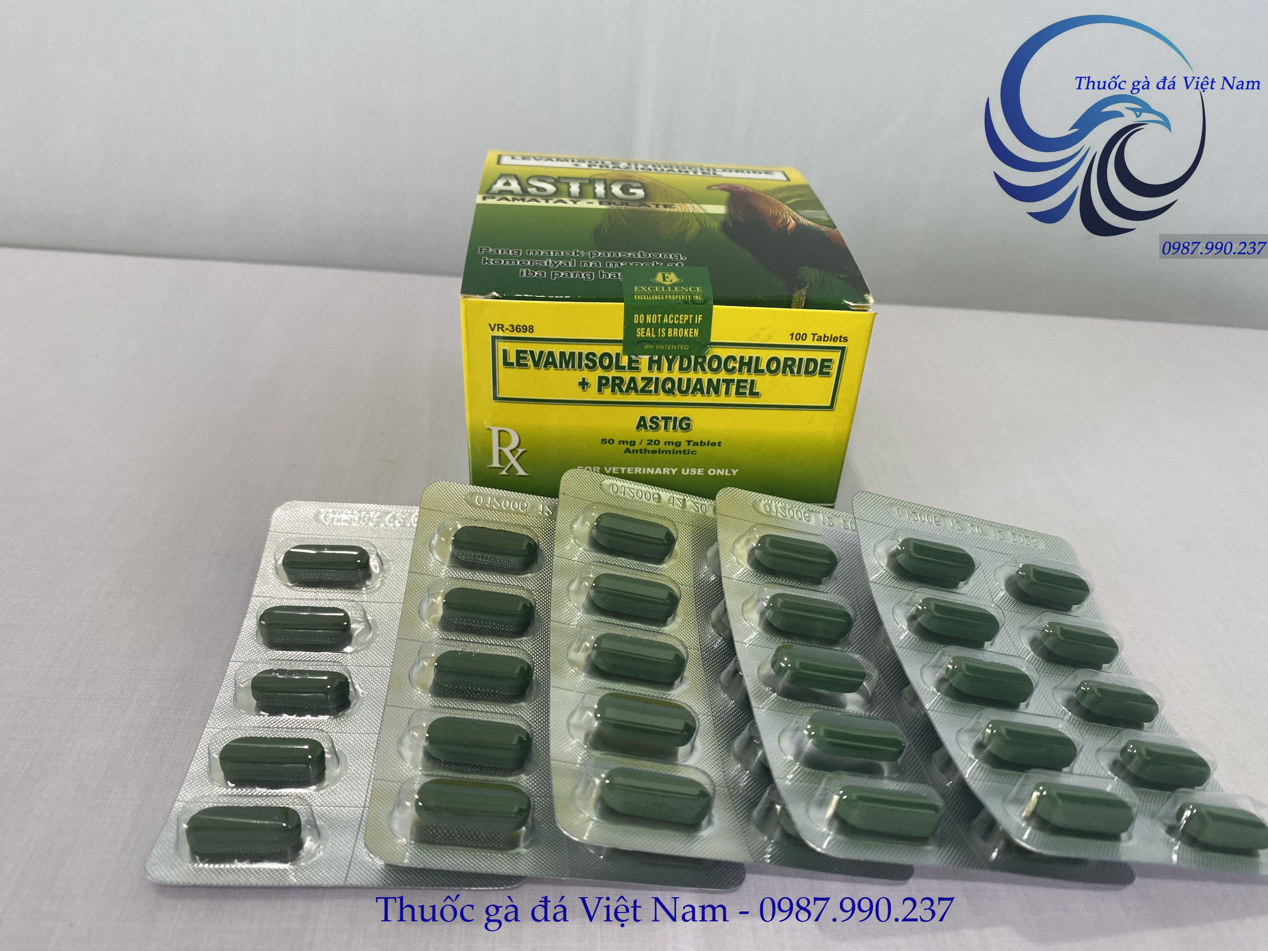 Combo 5 vỉ Thuốc sổ giun, sán cho gà đá ASTIG