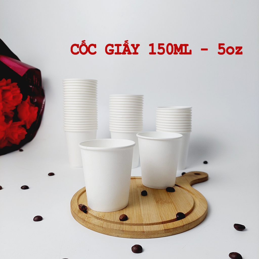 50 cốc giấy 150ml - 5oz ly giấy NHẬP KHẨU HÀN QUỐC cao cấp