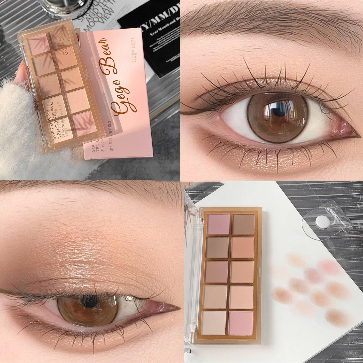 HKHO 10 Colors Eyeshadow Palette Matte Eye Shadow Long Lasting Glitter Eye Shadow Earthy Color Eye Makeup Palette