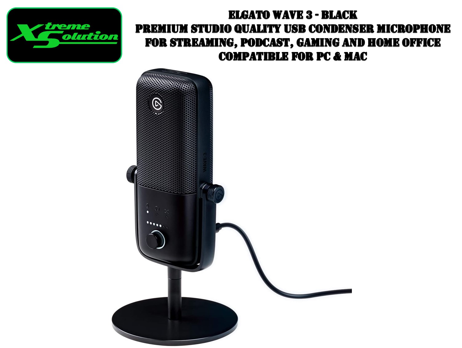 Elgato Wave 3 - Premium Desktop Microphone - Black / White Elgato Wave 3 - Premium Desktop Microphone - Black / White