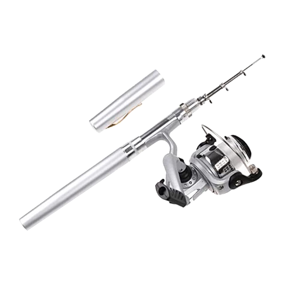Home TopONE】Mini Aluminum Fishing Rod, Pocket Pen Spinning Fishing Pole  with Reel, Closed Length 7.87 in, Extended Length 37.87 in