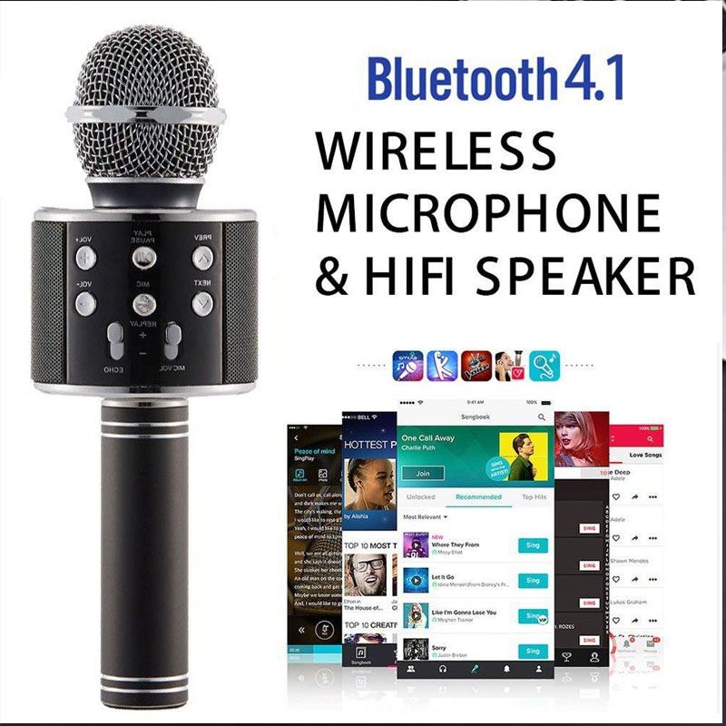 COD Micro Karaoke Bluetooth Không Dây COD WS858 - Ấm - Micro Karaoke Di Động Mini - Micro Hát Trên Ô Tô - Micro Karaoke Hay Nhất Hiện Nay 【Tặng Tai Nghe Bluetooth M165】