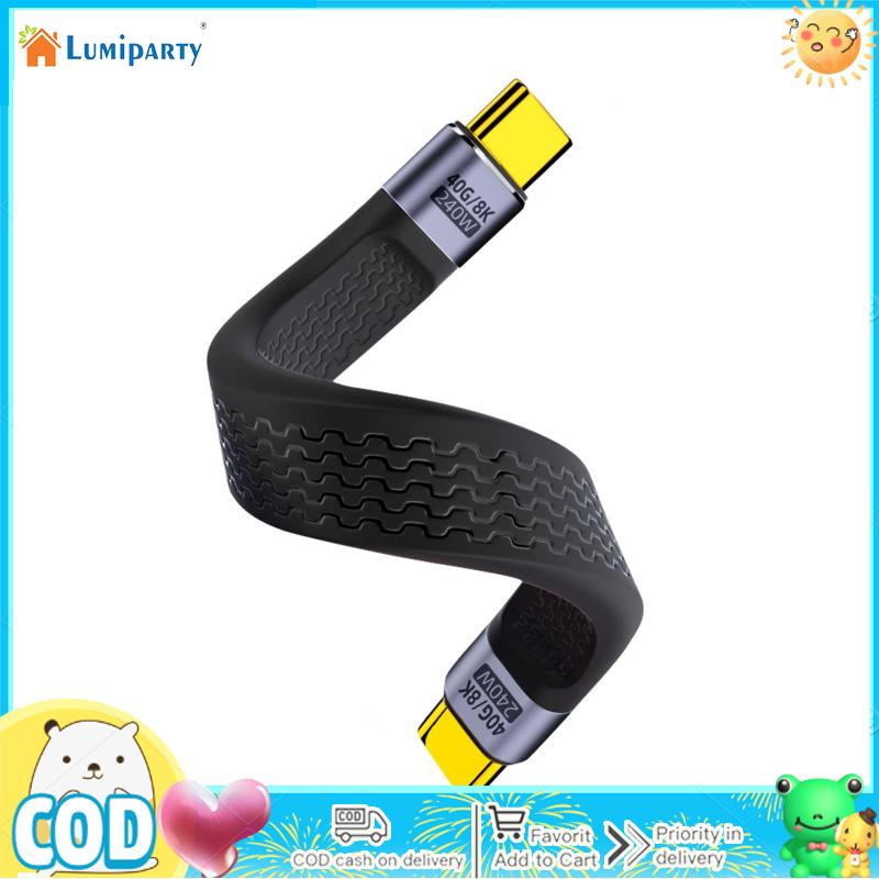 USB C To USB C Cable 13CM Short 240W USB 4.0 Fast Charging Cable 40Gbps Data Transmission Flat FPC Design Data Cable