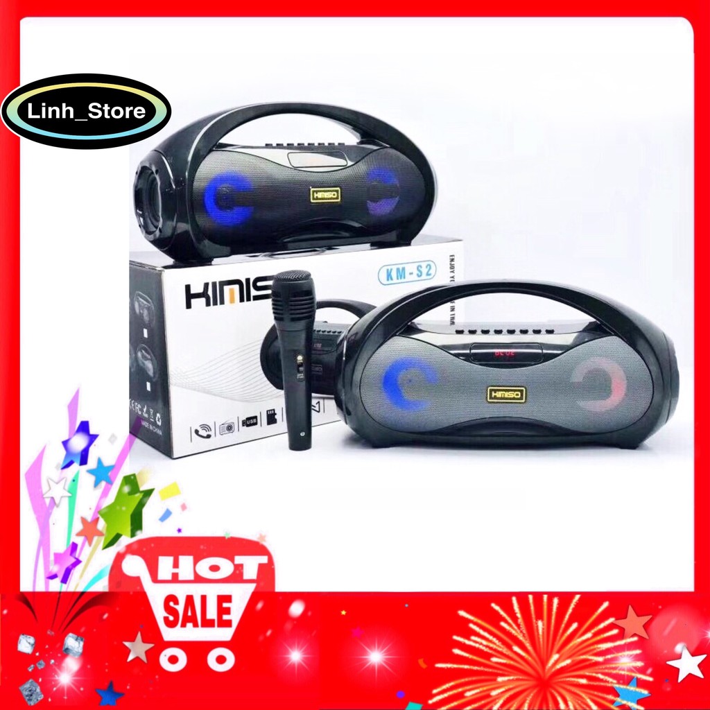 [Tặng mic dây] Loa Bluetooth Kimiso KM-S2 chất âm cực hay kèm míc hát Karaoke