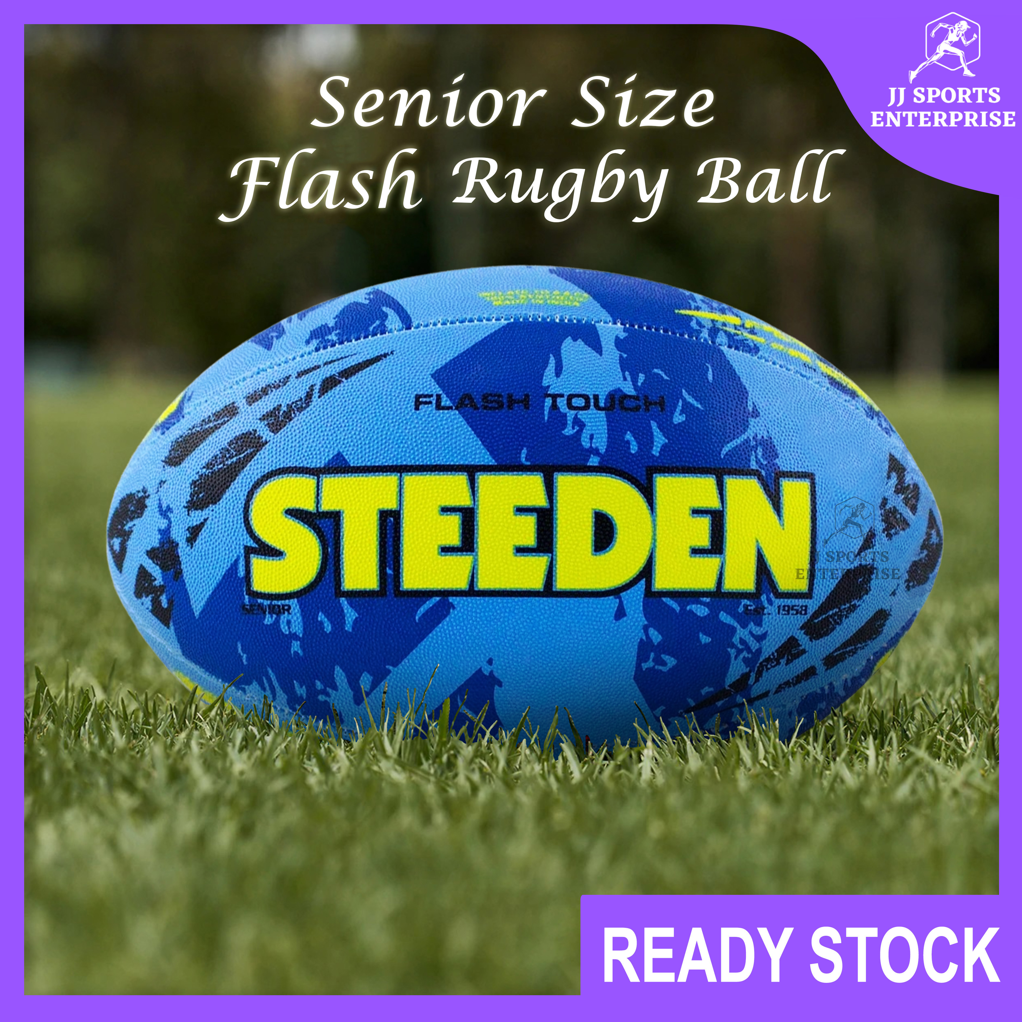 Steeden Flash Touch Rugby Ball Bola Senior Ragbi Sentuh Blue Steeden