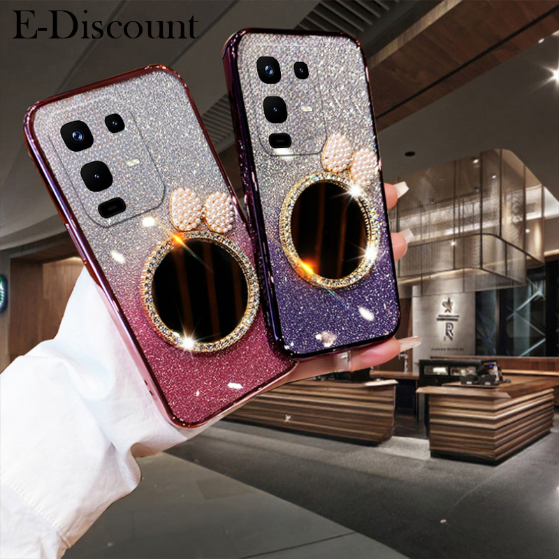 New Phone case infinix Note50 Pro Back cover with Bow Makeup Mirror Luxury Shiny Gradient Clear Plating Glitter Girls Slim For infinix Note 50 Pro + case.