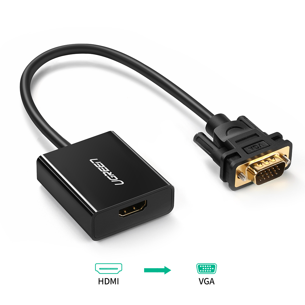UGREEN Active HDMI to VGA Adapter with 3.5mm Audio Jack HDMI Female to VGA Male Converter Compatible for TV Stick, Raspberry Pi, Laptop, PC, Tablet, Digital Camera, Nintendo Switch Lazada Singapore