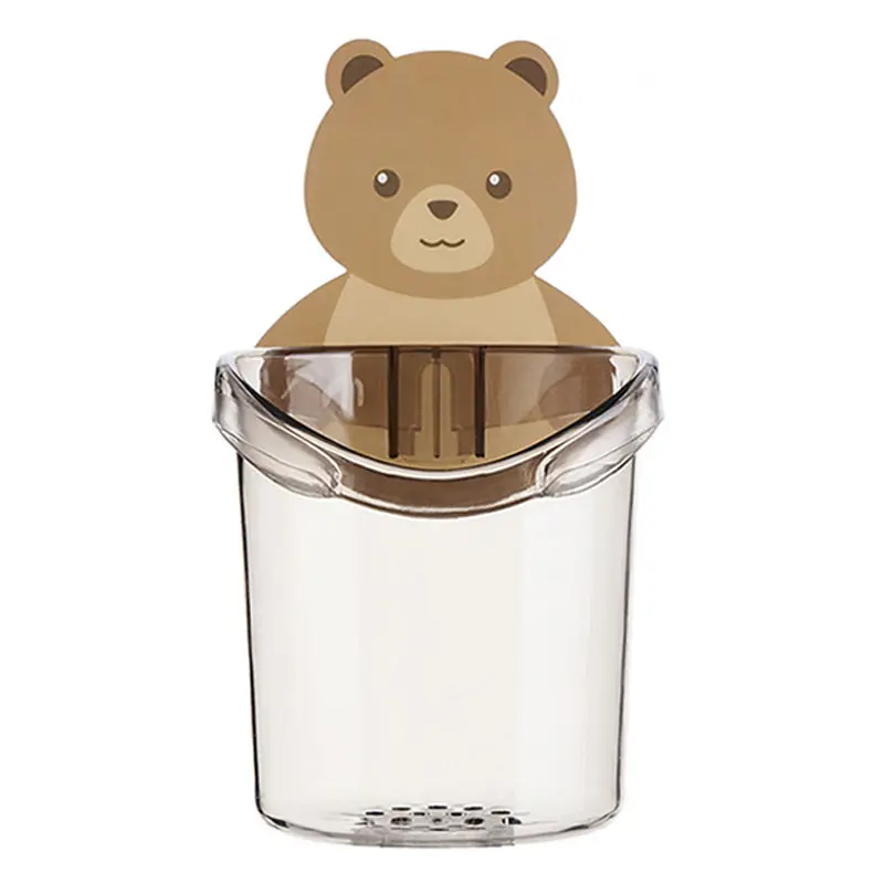 Little Bear Cup Toothbrush Holder No Perforation Storage Cup Strong Adhesive Storage Cup Holding Cup Washing Cup Water Cup
