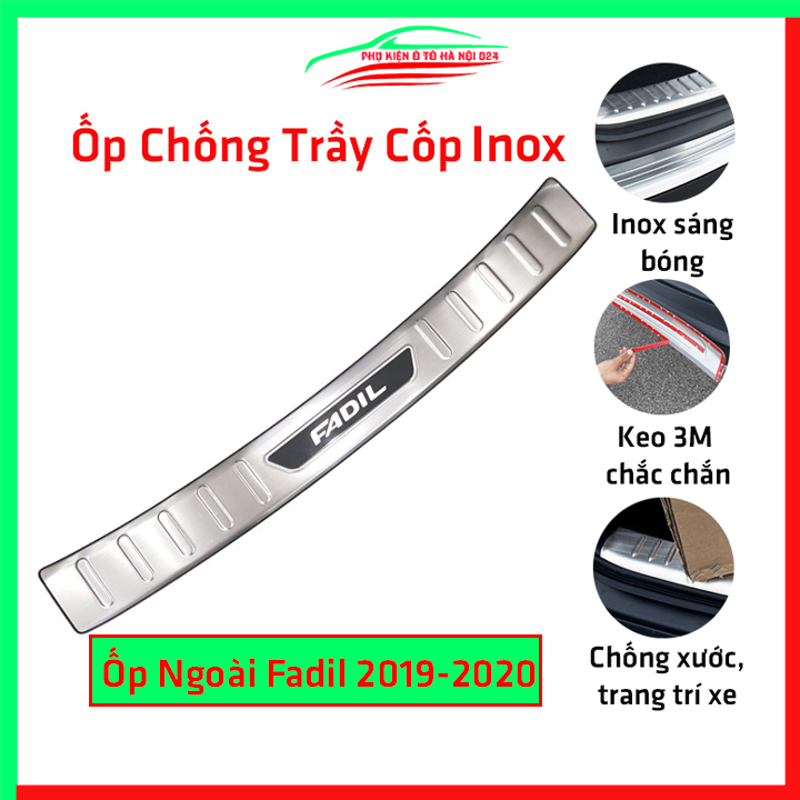 Ốp bậc cốp chống trầy xước ngoài ô tô Vinfast Fadil 2019-2022 inox cao cấp, phụ kiện trang trí, bảo vệ xe hơi